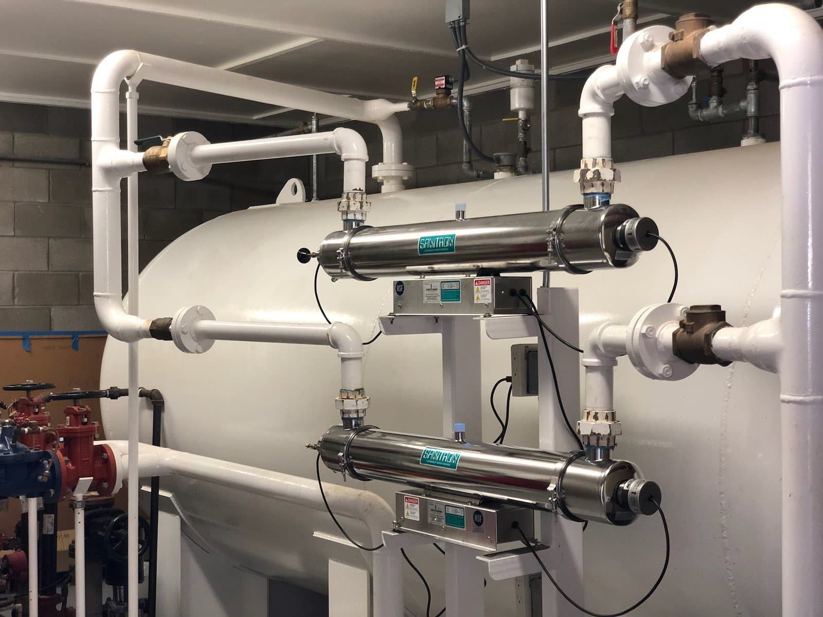 Commercial water treatment piping and filters