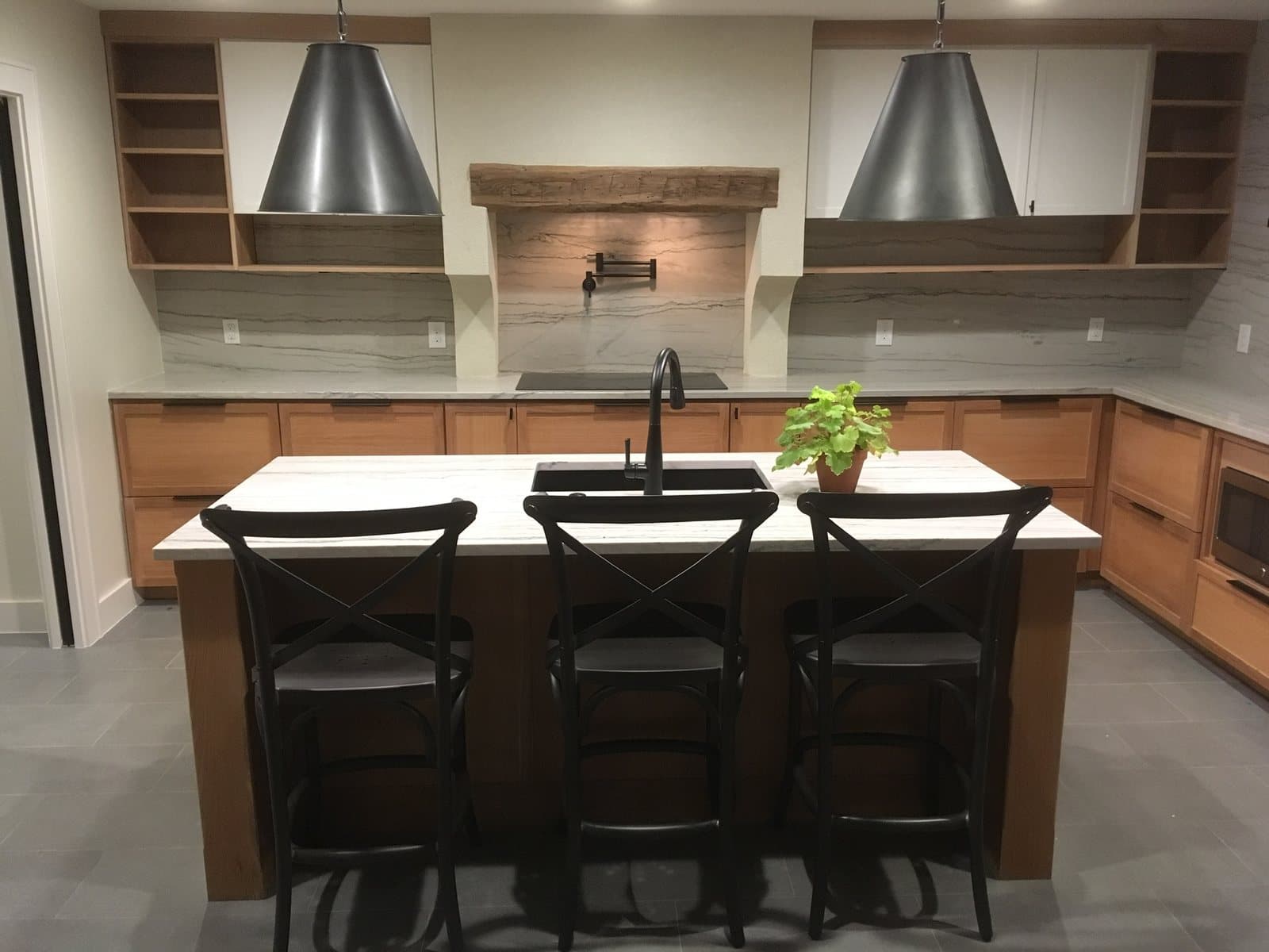 Finished kitchen with sink and plumbing fixtures
