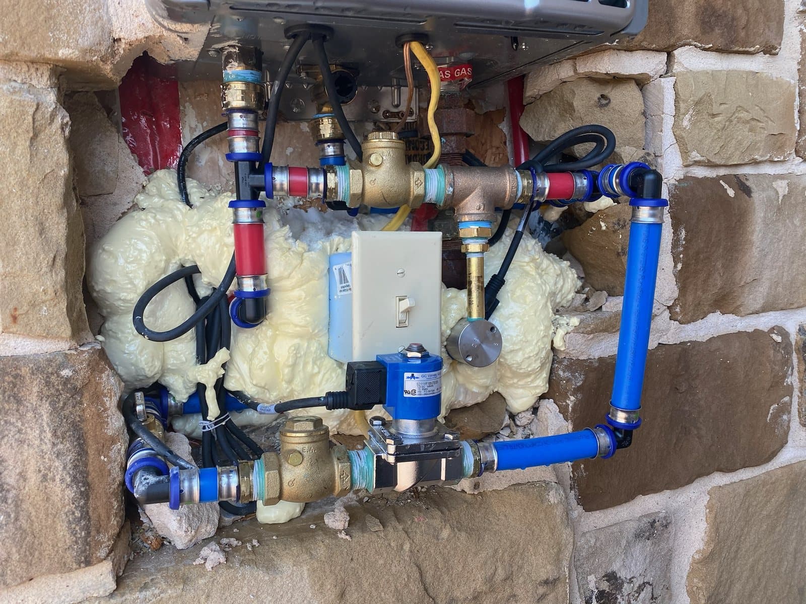Repipe valve manifold with new PEX and copper connections