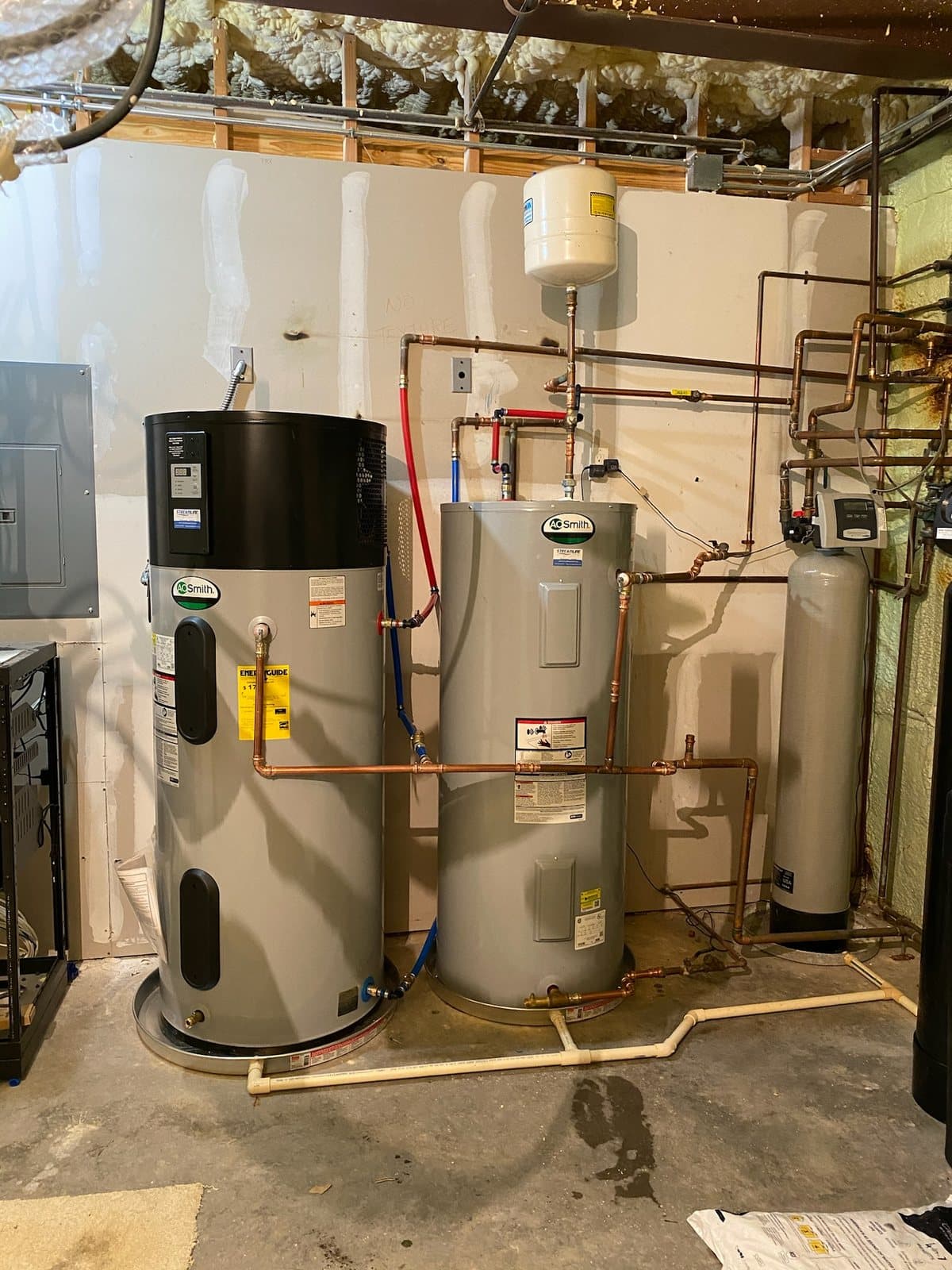 Water heater equipment installed in a mechanical room